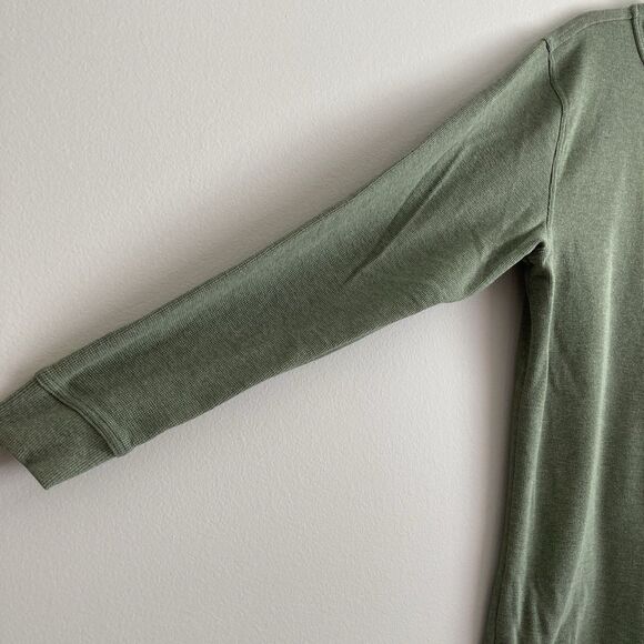 LL Bean Mens Thermal Waffle Knit Henley Shirt Size Large TALL Green Cotton - Picture 3 of 9